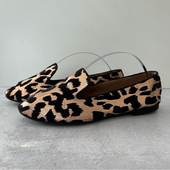🌼 BP Metallic Leopard Jacquard Fabric Smoking Loafer Flats, 8 - Picture 4 of 10